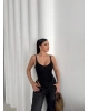 Siyah Ayarlanabilir Askılı Bodysuit