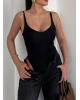 Siyah Ayarlanabilir Askılı Bodysuit