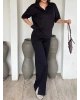 Siyah Polo Yaka Oversize Modal Takım