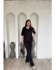 Siyah Polo Yaka Oversize Modal Takım