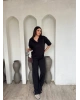 Siyah Polo Yaka Oversize Modal Takım