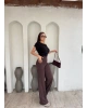 Kahverengi Çimalı Tayt Pantolon