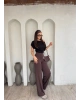 Kahverengi Çimalı Tayt Pantolon