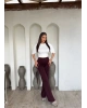 Bordo Çimalı Tayt Pantolon