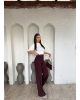 Bordo Çimalı Tayt Pantolon