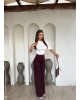 Bordo Çimalı Tayt Pantolon