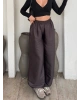 Kahverengi Saten Barrel Fit Pantolon