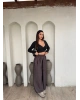 Kahverengi Saten Barrel Fit Pantolon
