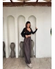 Kahverengi Saten Barrel Fit Pantolon