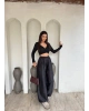 Siyah Saten Barrel Fit Pantolon