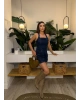 Denim Boyundan Geçirmeli Crop Etek Takım