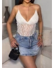 Beyaz İp Askılı Dantel Bodysuit