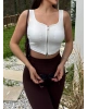 Beyaz Fermuarlı Gloplu Askılı Crop