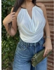 Beyaz Boyun Aksesuarlı Bodysuit