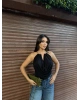 Siyah Boyun Aksesuarlı Bodysuit