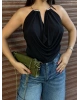 Siyah Boyun Aksesuarlı Bodysuit