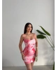 Pembe Batik Askılı Mini Elbise