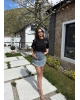 Tint Yıkamalı Taşlı Kot Etek