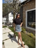 Tint Yıkamalı Taşlı Kot Etek