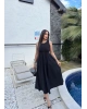 Siyah Balon Etekli Sıfır Kol Elbise