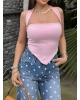 Pembe Asimetrik Kesim Crop Top