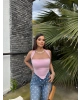 Pembe Asimetrik Kesim Crop Top