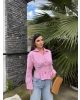 Pembe Gold Düğmeli Korseli Gömlek
