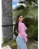Pembe Gold Düğmeli Korseli Gömlek