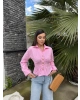 Pembe Gold Düğmeli Korseli Gömlek