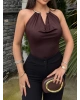 Kahverengi Boyun Aksesuarlı Bodysuit