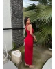 Kırmızı Sırt Çapraz Askılı Elbise