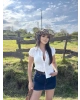 Beyaz Kısa Kollu Korse Detay Gömlek
