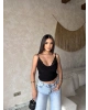 Siyah Braletli İp Askılı Bluz