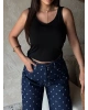 Siyah Bisiklet Yaka Sırt Dantel Crop