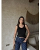 Siyah Bisiklet Yaka Sırt Dantel Crop