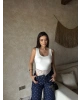 Beyaz Kare Yaka Eteği Dantel Bodysuit