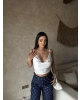 Beyaz Braletli İp Askılı Bluz