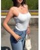 Beyaz Taşlı ip Askılı Bodysuit