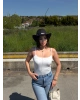 Beyaz Taşlı ip Askılı Bodysuit
