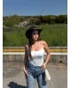 Beyaz Taşlı ip Askılı Bodysuit