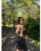 Siyah Tül Taşlı Mini Etek Takım