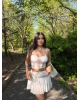 Beyaz Tül Taşlı Mini Etek Takım