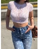 Pembe Dantel Crop Top