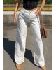 Ekru Puantiyeli Wide Leg Pantolon