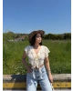 Sarı Önü Fırfırlı Tasarım Crop