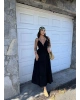 Siyah Sırt Detay Keten Elbise