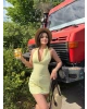 Sarı Polo Yaka Double Kumaş Mini Elbise