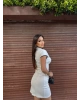 Beyaz Biyeli Damla Dekolteli Mini Zra Elbise