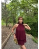 Bordo Mini Şifon Elbise