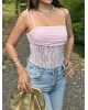 Pembe Güpür Detay Bodysuit